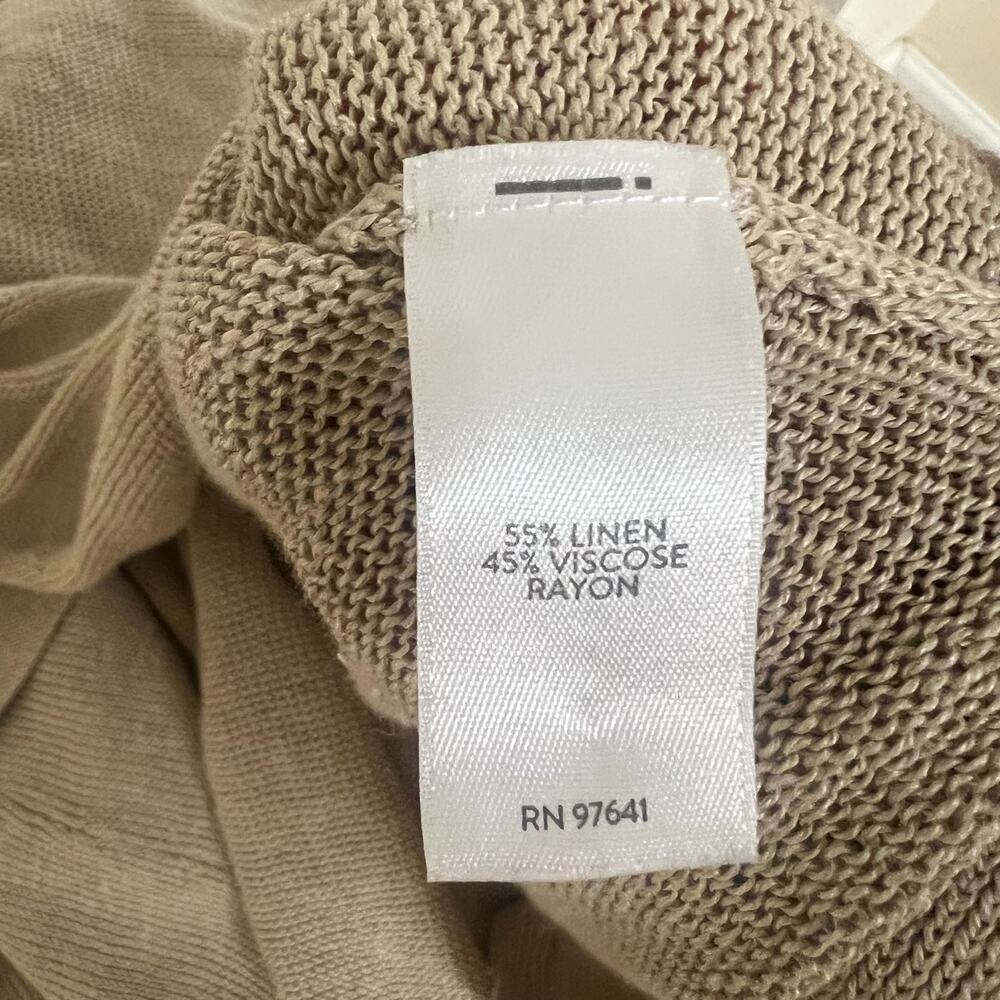 J.Jill Longline Cardigan Women 4X Tan Knit Linen Blend V-Neck Button Front Boho - Picture 3 of 10